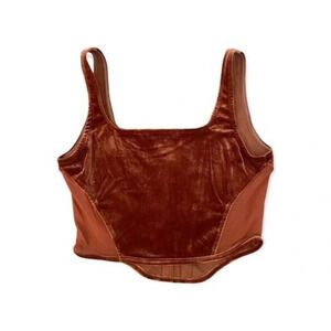 Mixed Threads Velvet  Crooped Tank with‎ Sheer Sides